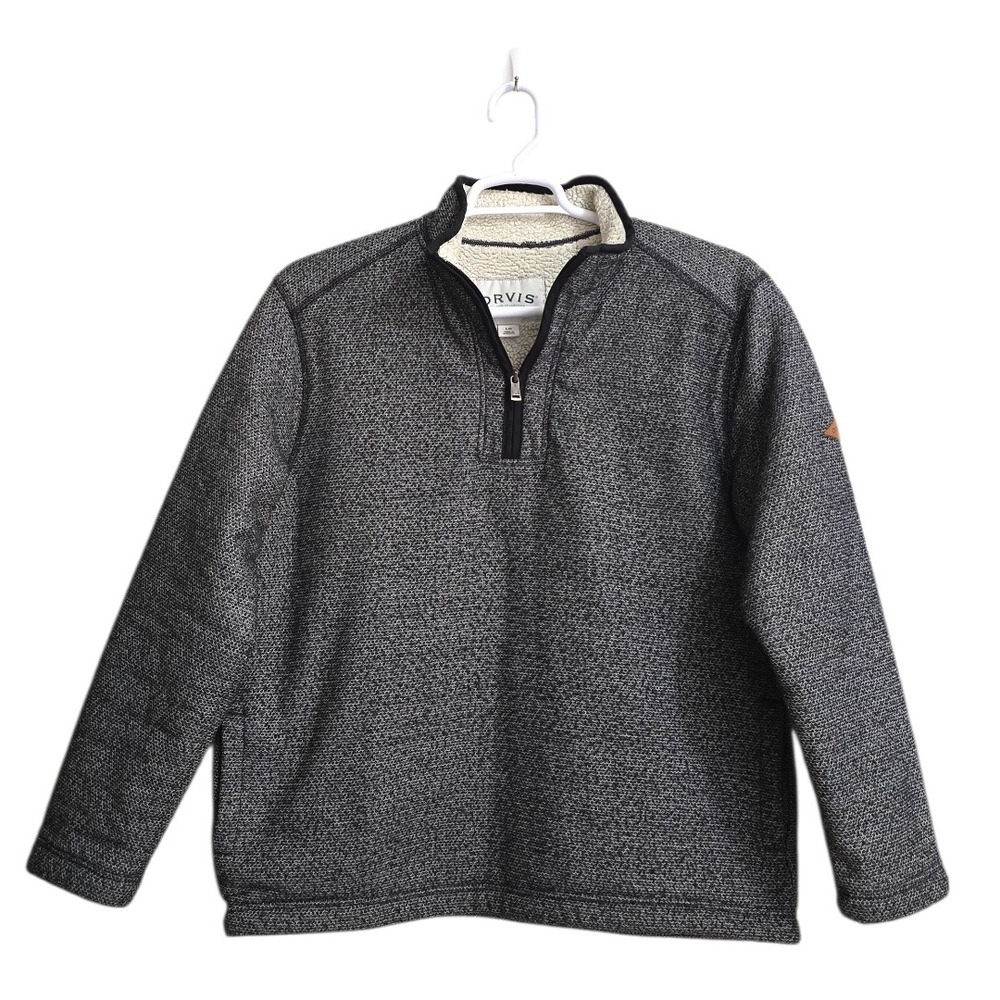 Orvis Brighton Sherpa Lined Quarter Zip Pullover Sweater Sz L